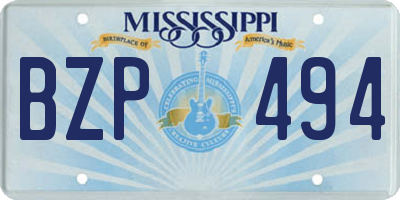 MS license plate BZP494