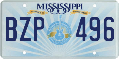 MS license plate BZP496