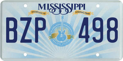 MS license plate BZP498
