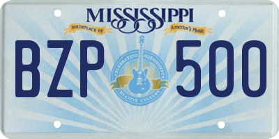 MS license plate BZP500