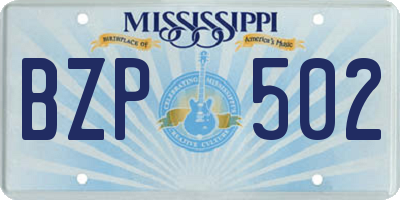 MS license plate BZP502