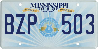 MS license plate BZP503