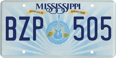MS license plate BZP505