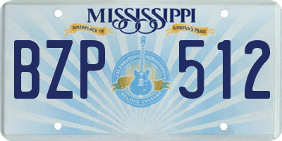 MS license plate BZP512