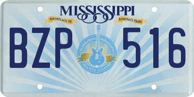 MS license plate BZP516