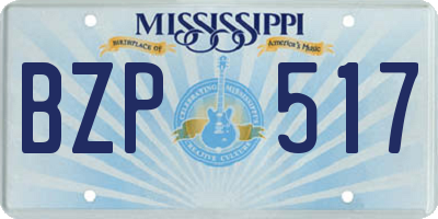 MS license plate BZP517