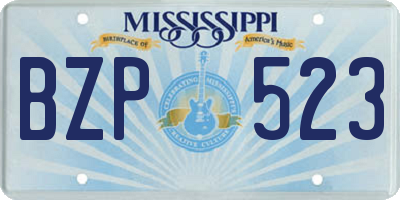 MS license plate BZP523