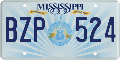 MS license plate BZP524