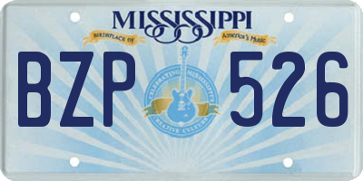 MS license plate BZP526