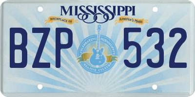 MS license plate BZP532
