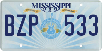 MS license plate BZP533