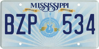 MS license plate BZP534