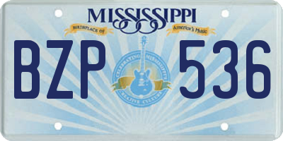 MS license plate BZP536
