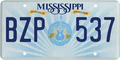 MS license plate BZP537