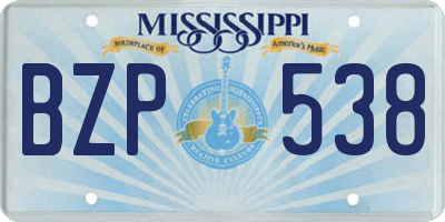 MS license plate BZP538