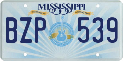 MS license plate BZP539