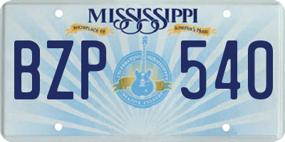 MS license plate BZP540