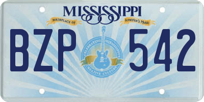 MS license plate BZP542