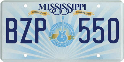 MS license plate BZP550