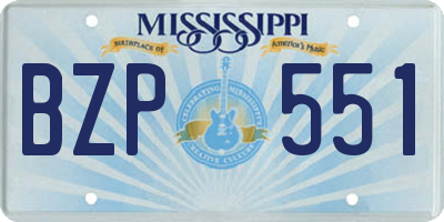 MS license plate BZP551