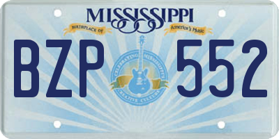 MS license plate BZP552