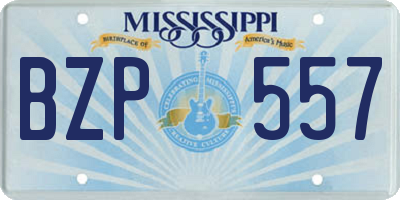 MS license plate BZP557