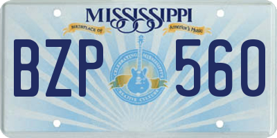 MS license plate BZP560