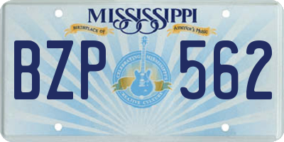 MS license plate BZP562