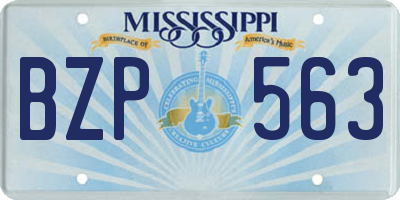 MS license plate BZP563