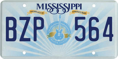 MS license plate BZP564