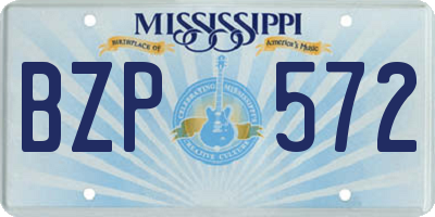 MS license plate BZP572
