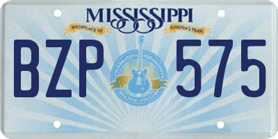 MS license plate BZP575