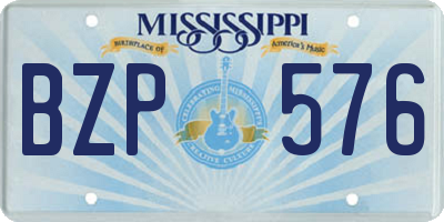 MS license plate BZP576