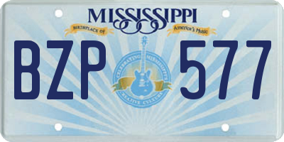 MS license plate BZP577