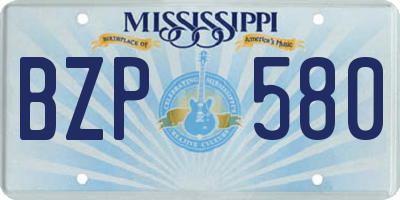 MS license plate BZP580