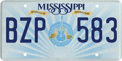 MS license plate BZP583