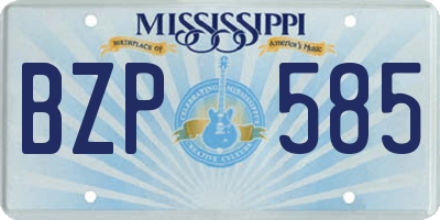 MS license plate BZP585