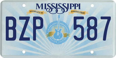 MS license plate BZP587