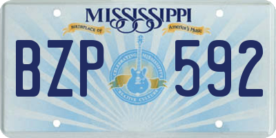 MS license plate BZP592