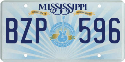 MS license plate BZP596