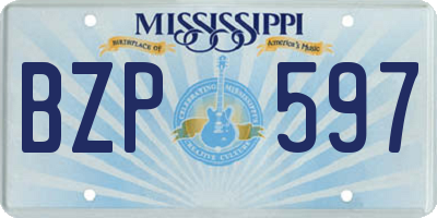 MS license plate BZP597