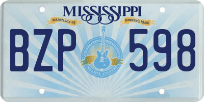 MS license plate BZP598