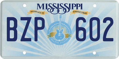 MS license plate BZP602