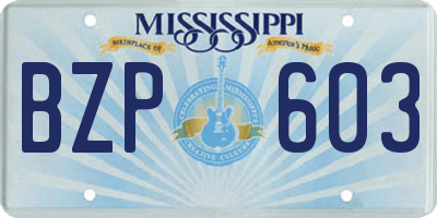 MS license plate BZP603