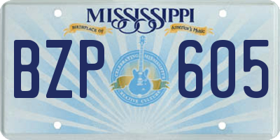MS license plate BZP605