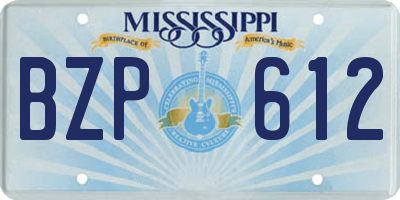 MS license plate BZP612