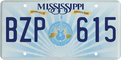 MS license plate BZP615