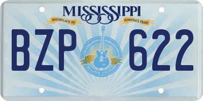 MS license plate BZP622