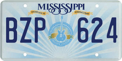 MS license plate BZP624