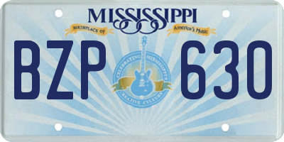 MS license plate BZP630